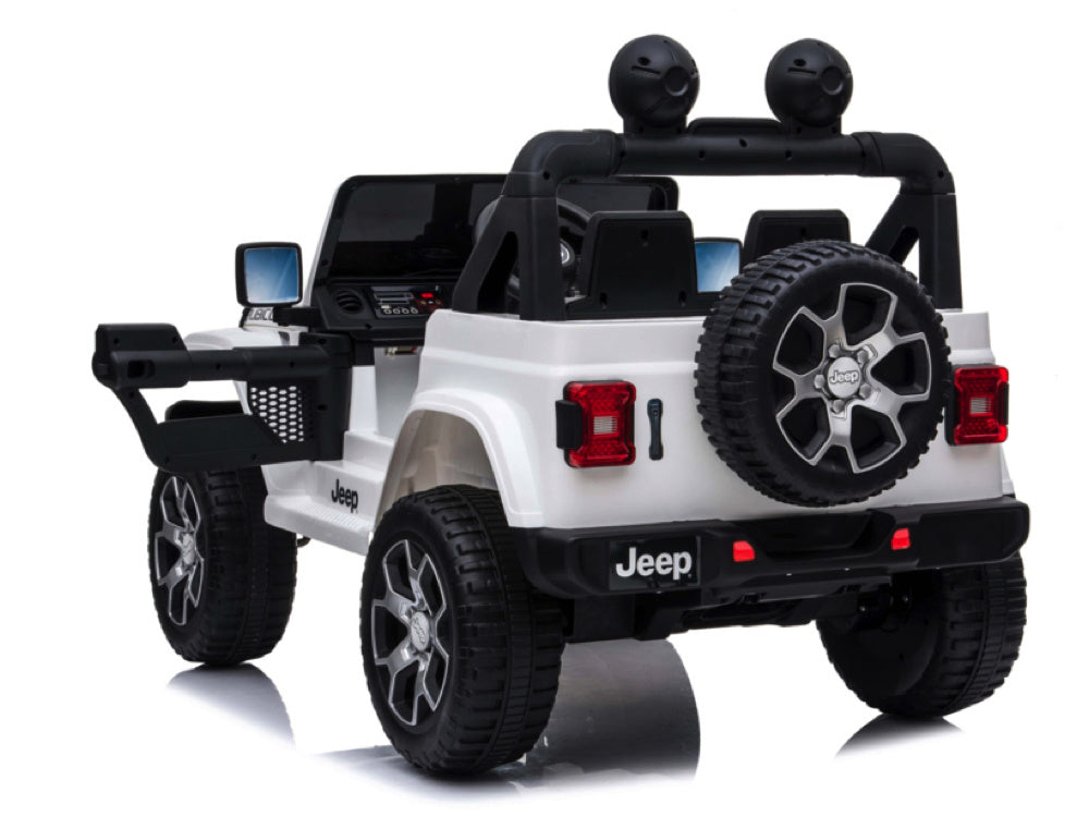 Jeep Wrangler Rubicon, 12V Kinderauto Met Lithium Accu, Rubberen Banden, Leder Zitje