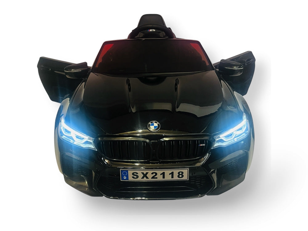 Bmw M5,Lithium, Leder Zitje, Rubberen Banden, Kinder Accu Auto!