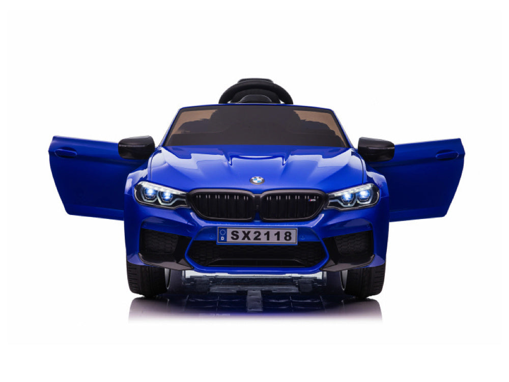 Bmw M5,Lithium, Leder Zitje, Rubberen Banden, Kinder Accu Auto!