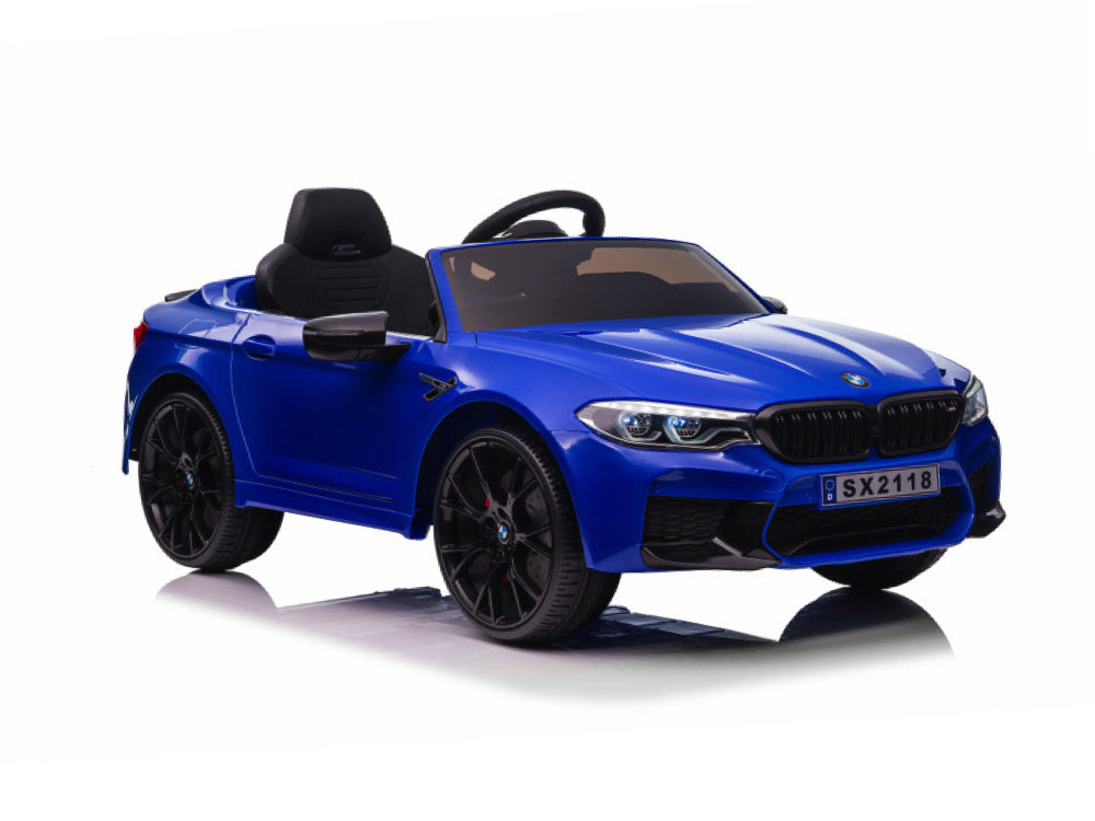 Bmw M5,Lithium, Leder Zitje, Rubberen Banden, Kinder Accu Auto!