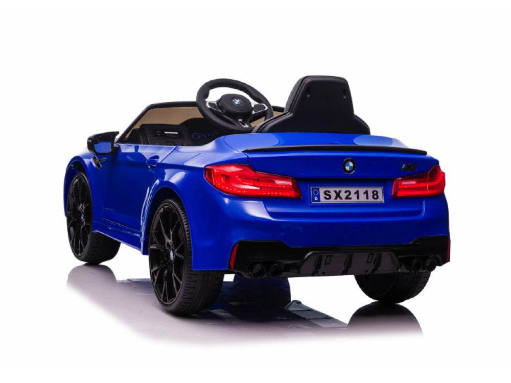 Bmw M5,Lithium, Leder Zitje, Rubberen Banden, Kinder Accu Auto!
